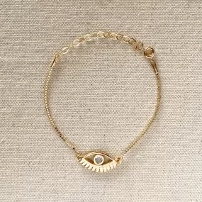 18k Gold Filled Cubic Zirconia Evil Eye Bracelet