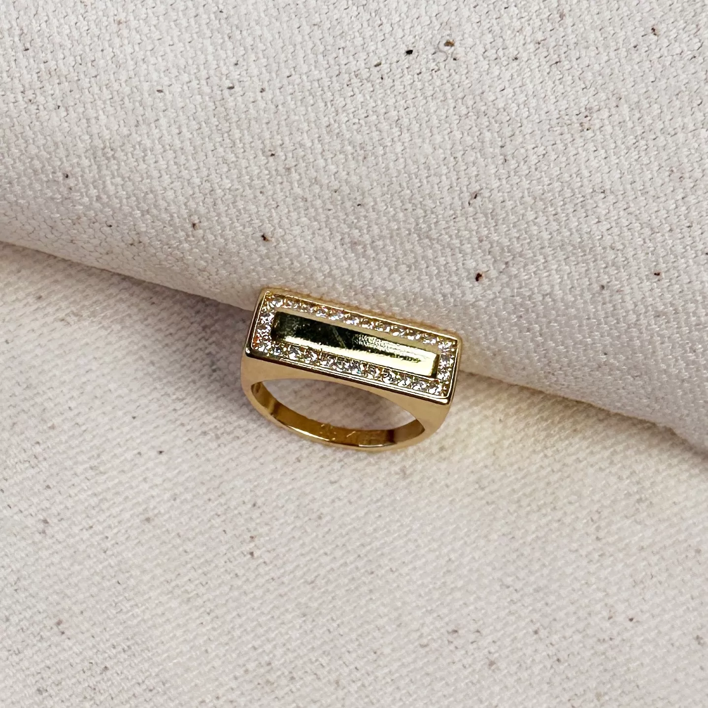 18k Gold Filled CZ Flat Top Ring