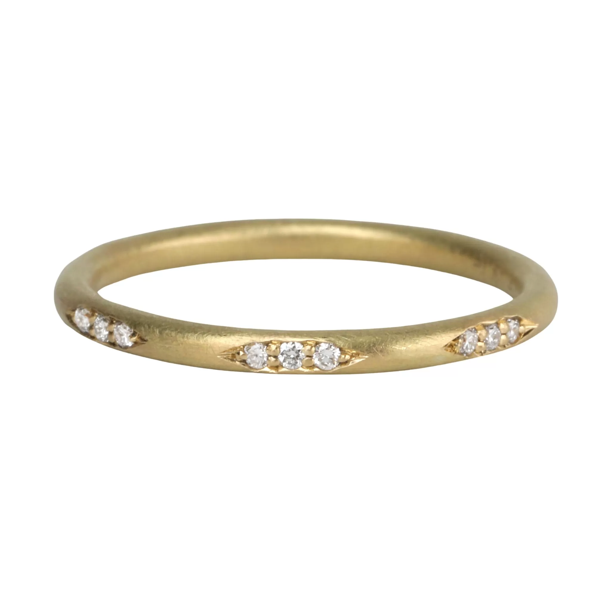 18K Gold Hammered Vintage Glitter Band with Diamonds