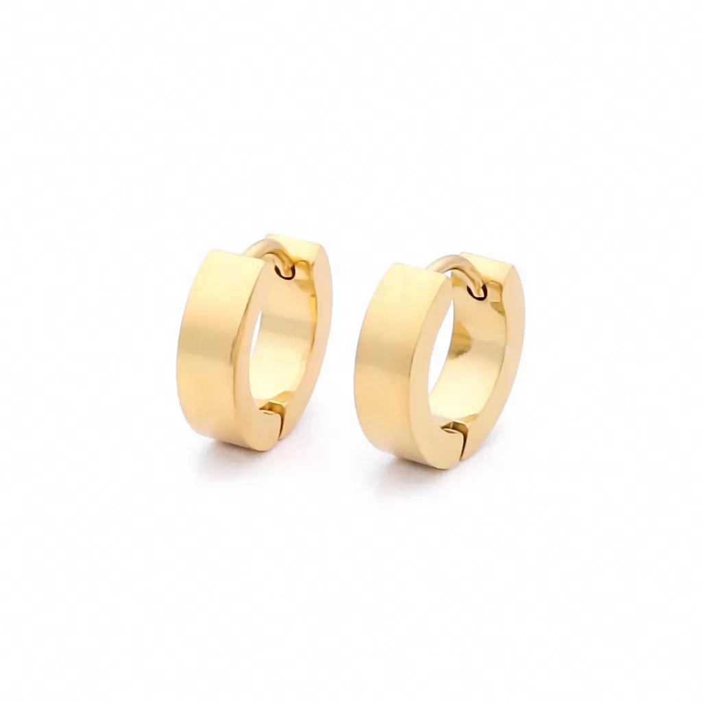 18K Gold IP Stainless Steel Huggie Hoop Earrings - Medium