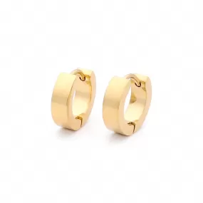 18K Gold IP Stainless Steel Huggie Hoop Earrings - Medium