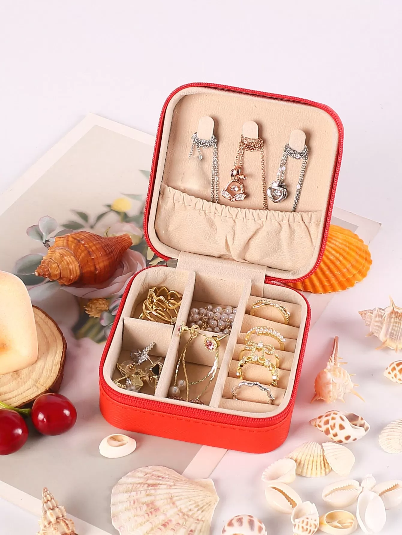 1pc Portable Travel Earrings Storage Box,Mini Ring Storage Case,Necklace Storage Box