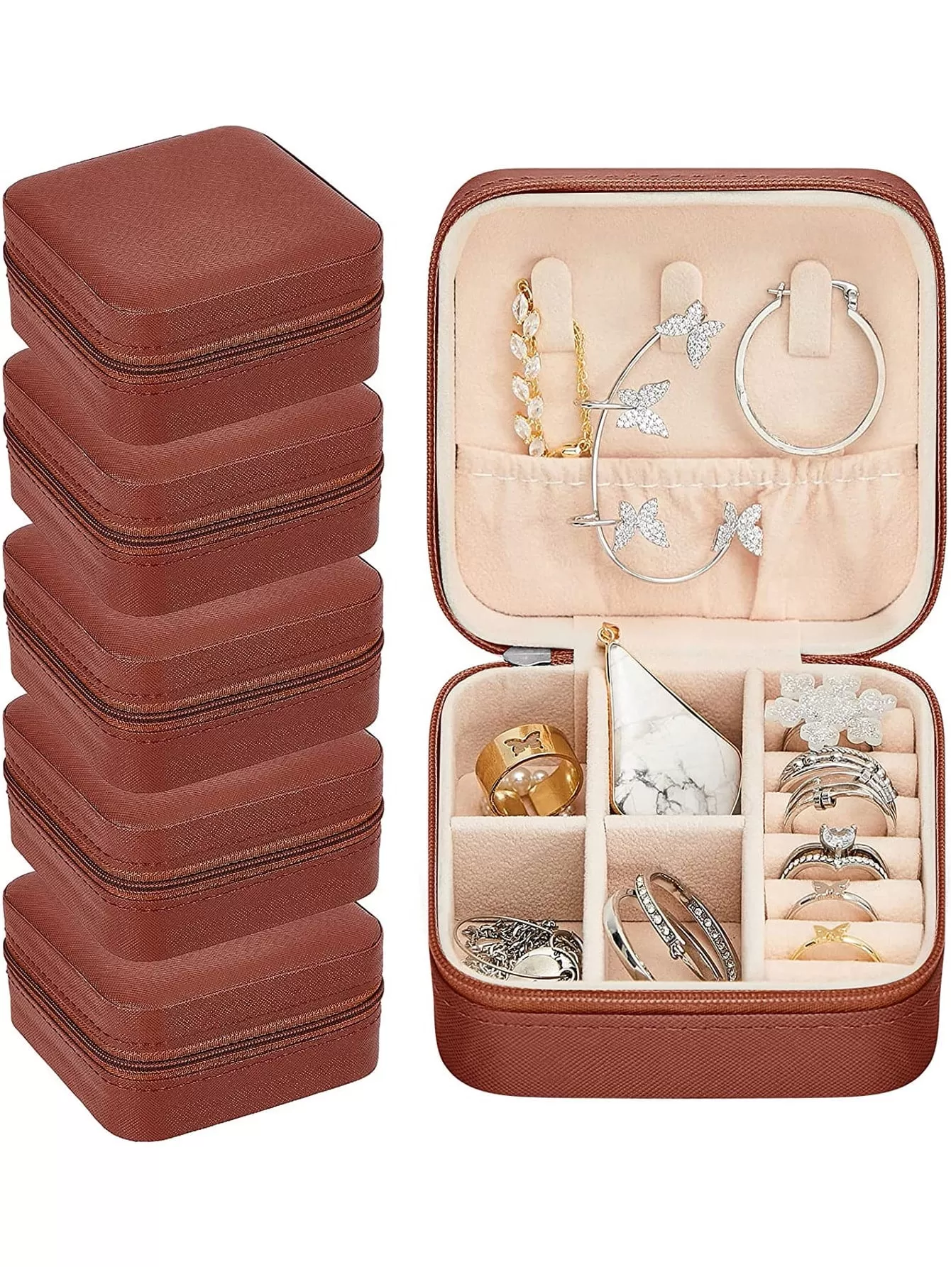 1pc Portable Travel Earrings Storage Box,Mini Ring Storage Case,Necklace Storage Box