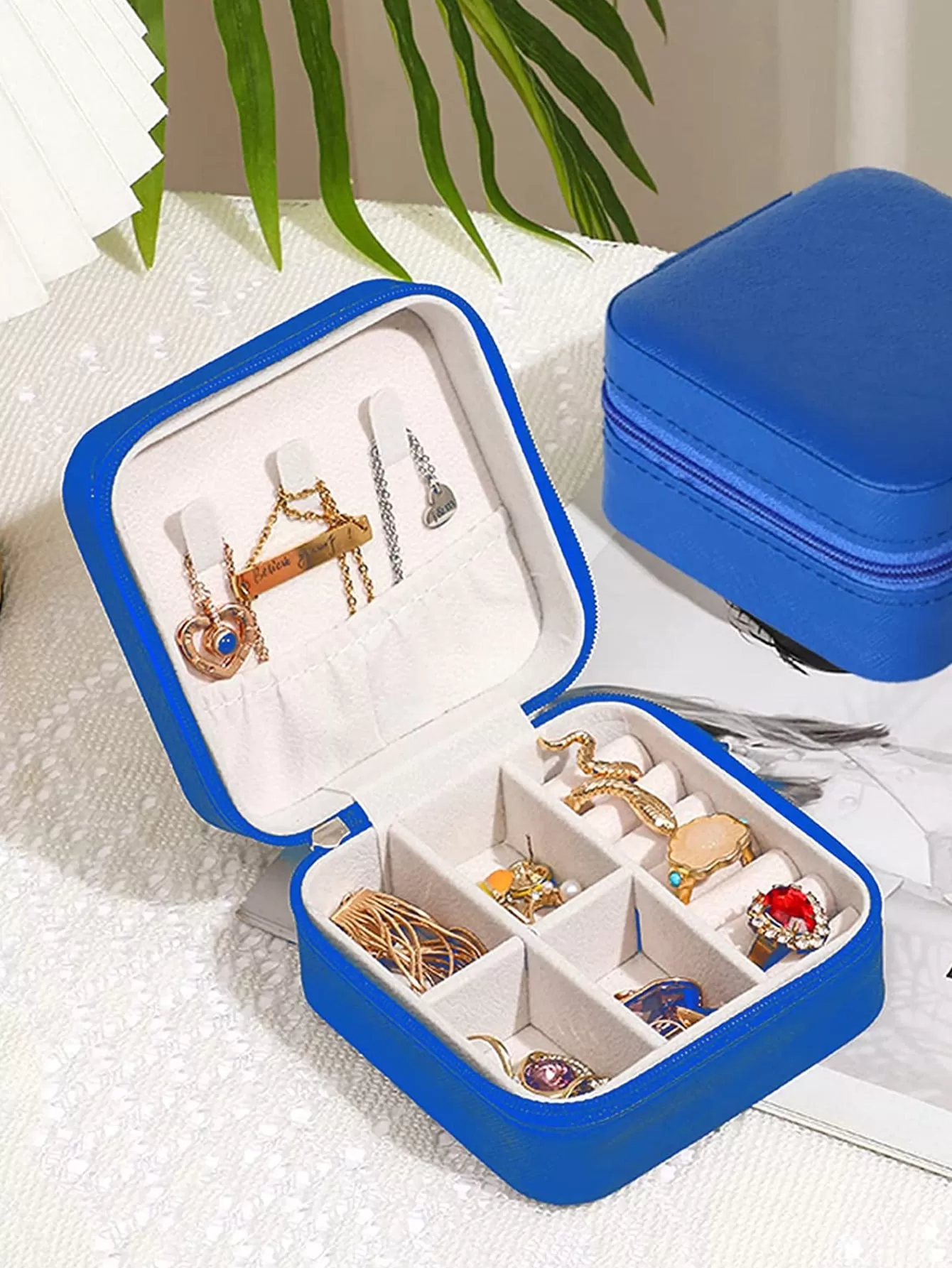 1pc Portable Travel Earrings Storage Box,Mini Ring Storage Case,Necklace Storage Box