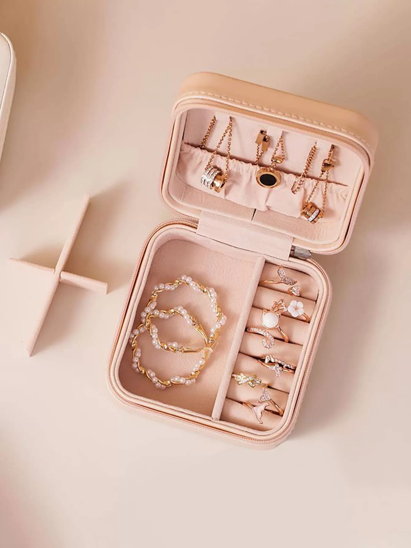 1pc Portable Travel Earrings Storage Box,Mini Ring Storage Case,Necklace Storage Box