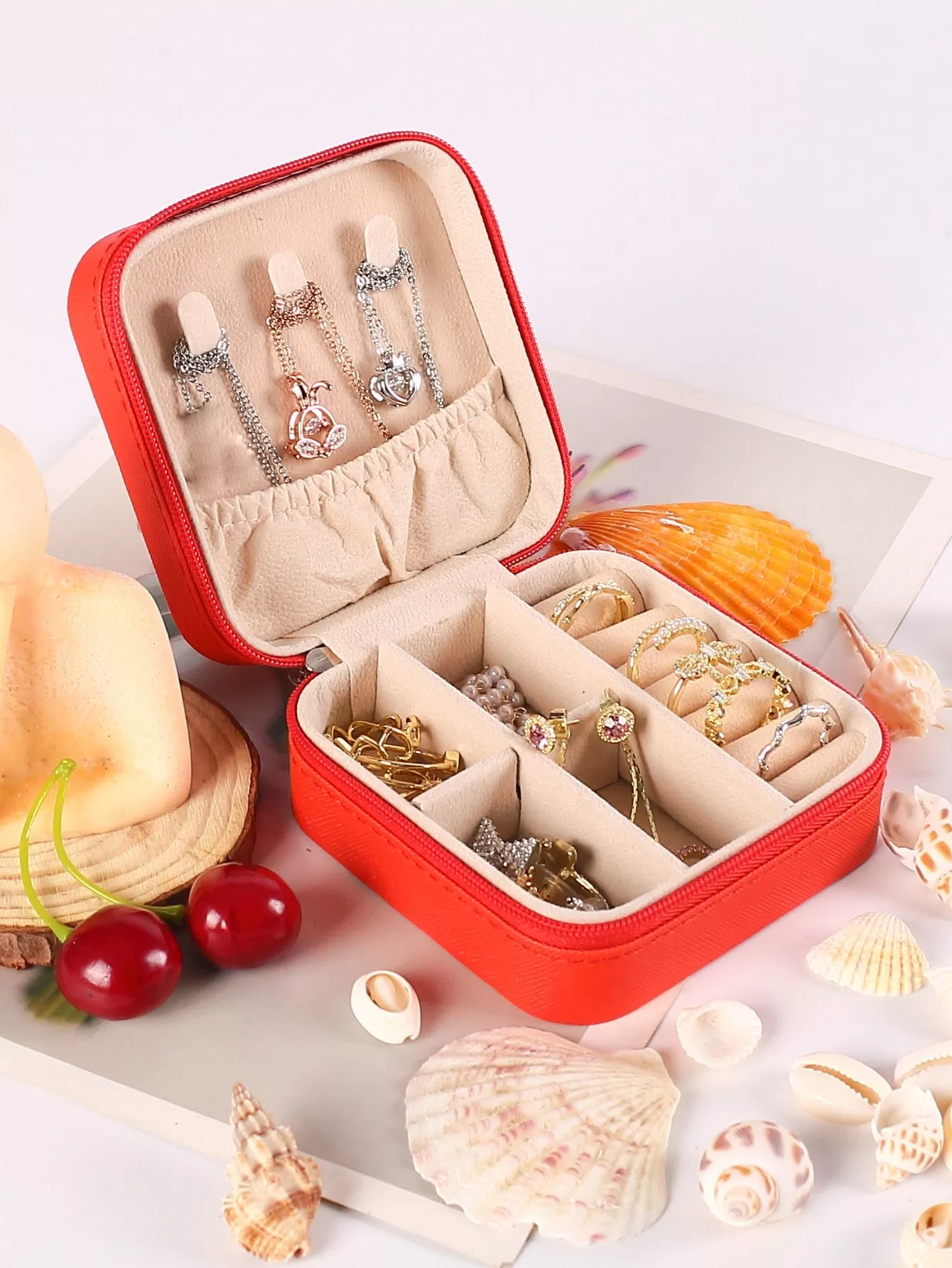 1pc Portable Travel Earrings Storage Box,Mini Ring Storage Case,Necklace Storage Box