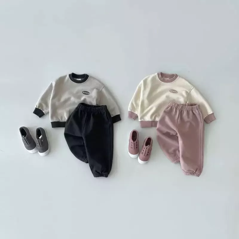 2 Pieces Set Baby Unisex Letters Tops And Solid Color Pants