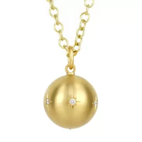 20K Gold 16mm Ball Pendant with Star-Set Diamonds