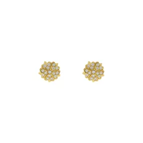 22K Yellow Gold Dangling & Detailed Stud Earrings W/ Cubic Zirconia, 7.8grams