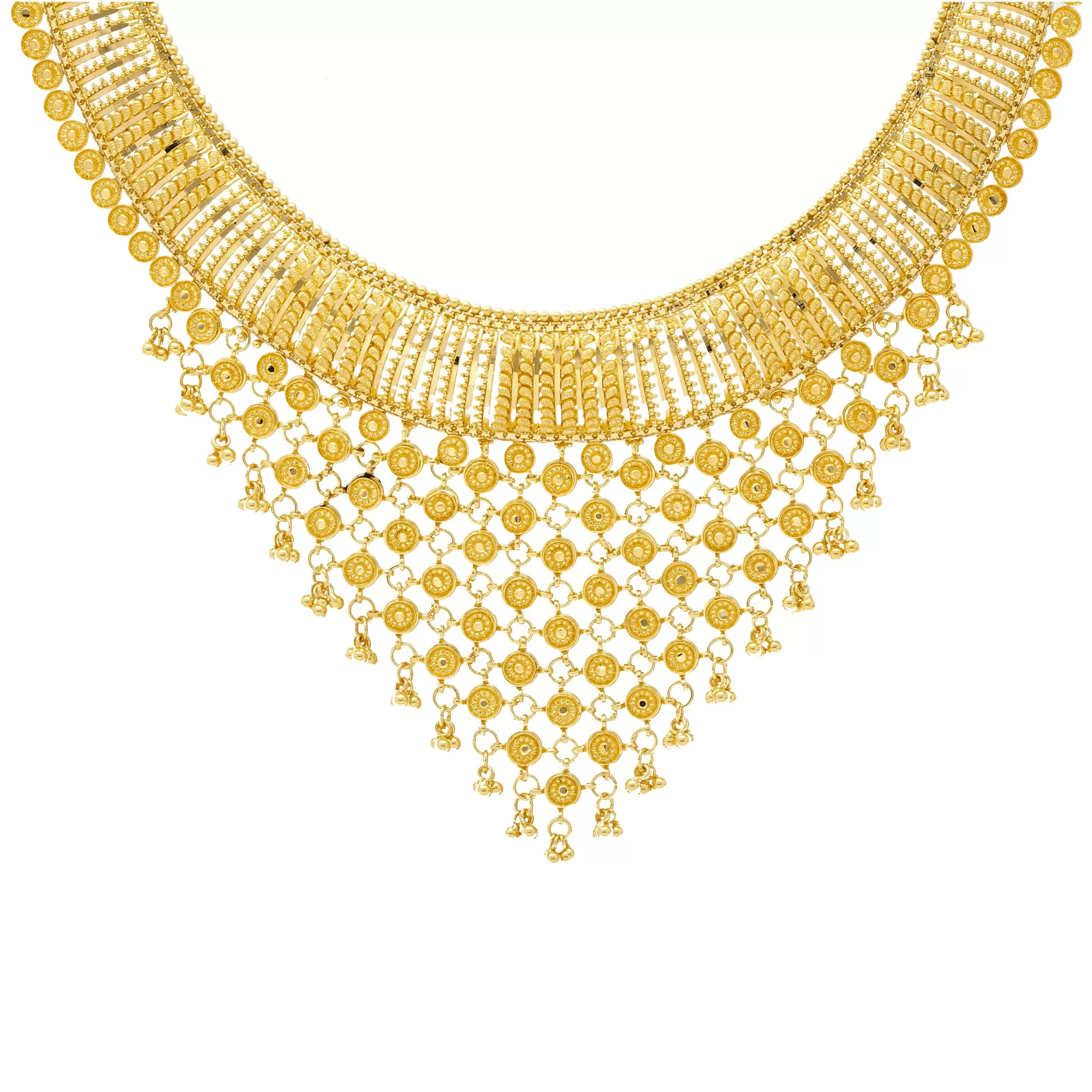 22K Yellow Gold V-Shaped Necklace Set (89.9gm)