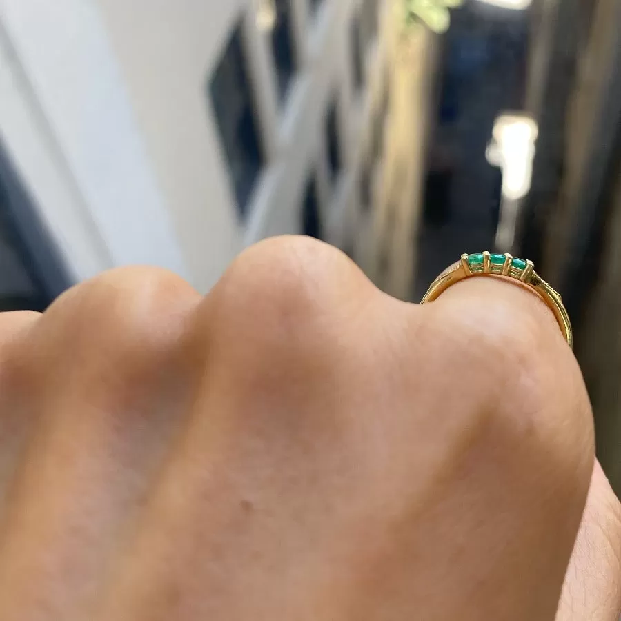 3 Emerald Deco Ring