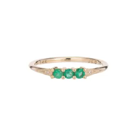 3 Emerald Deco Ring