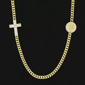 5.5mm Miami Cuban Link Chain (Sideway Cross & Cross Dollar Coin) KRKC