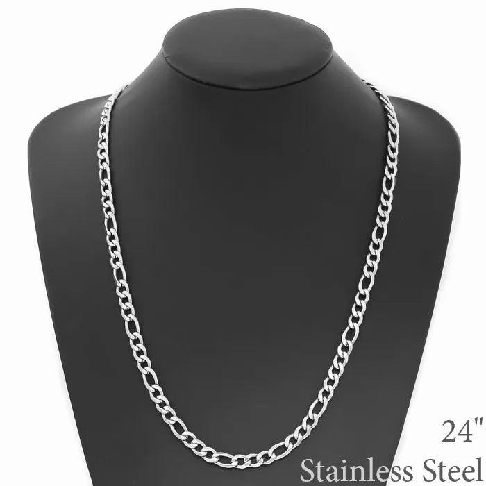 7 MM Figaro Chain Stainless Steel Necklace