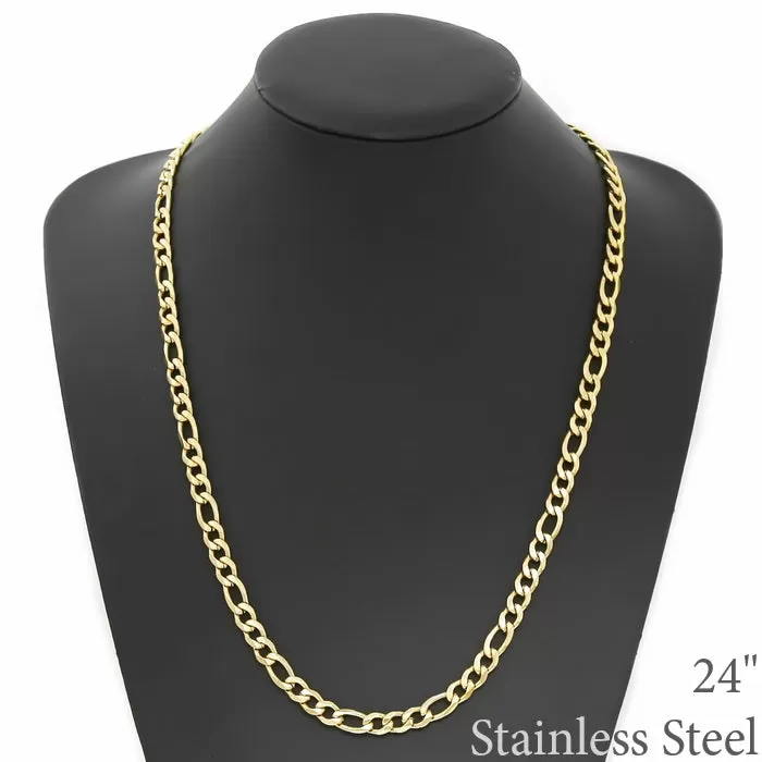 7 MM Figaro Chain Stainless Steel Necklace