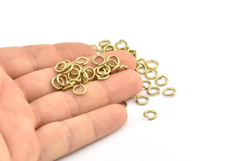 7mm Jump Ring - 100 Raw Brass Jump Rings (7x1.2mm) A0330