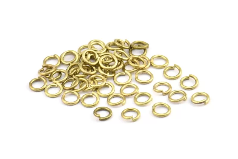 7mm Jump Ring - 100 Raw Brass Jump Rings (7x1.2mm) A0330