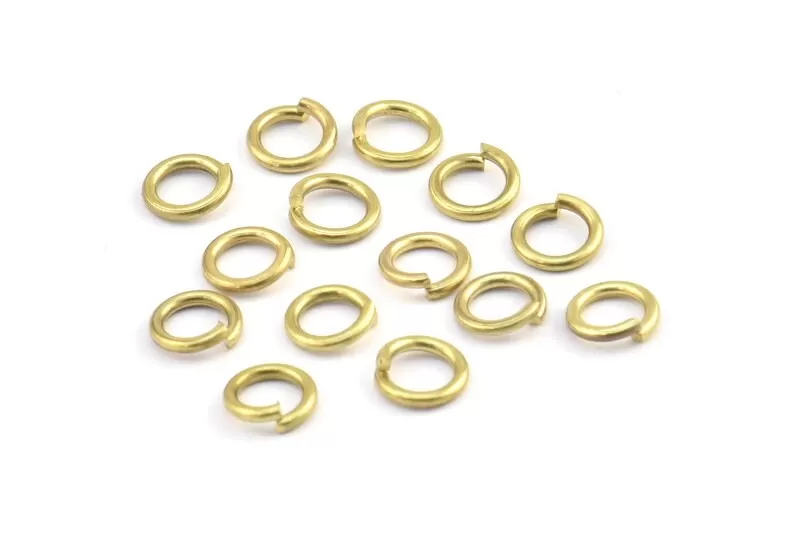 7mm Jump Ring - 100 Raw Brass Jump Rings (7x1.2mm) A0330