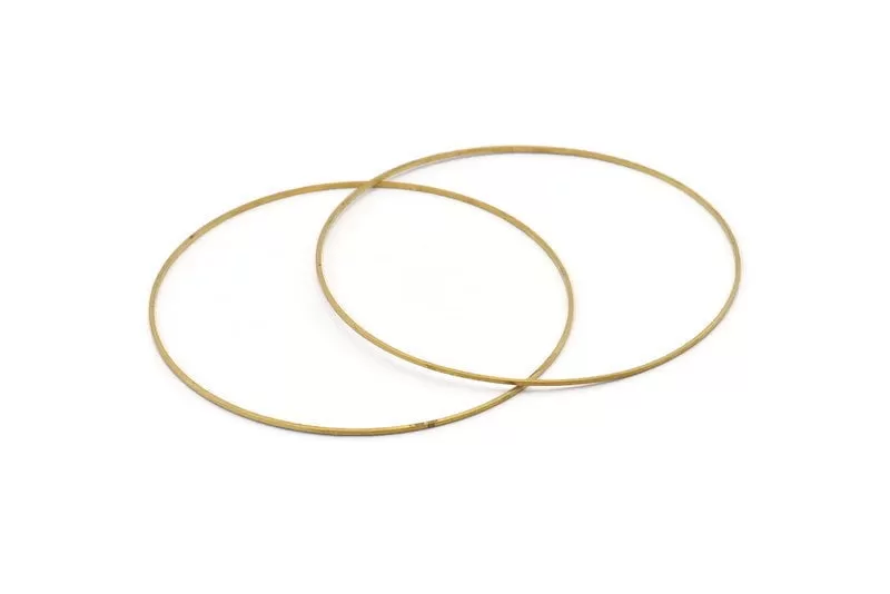 80mm Circle Connectors - 12 Raw Brass Circle Connectors (80x1x1mm) BS 1101