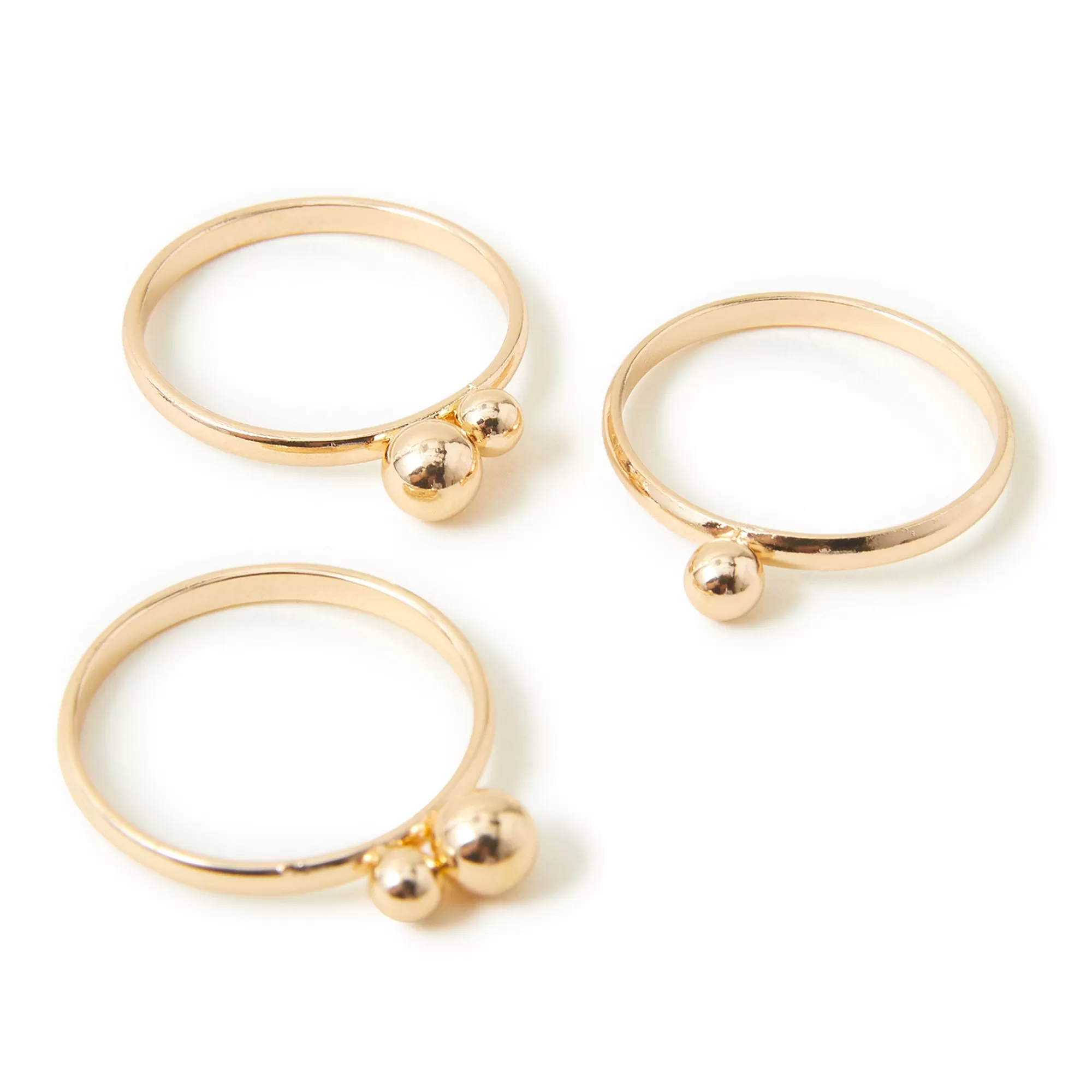 Accessorize London Women's Beaded Rings Set Of Three Gold-Medium