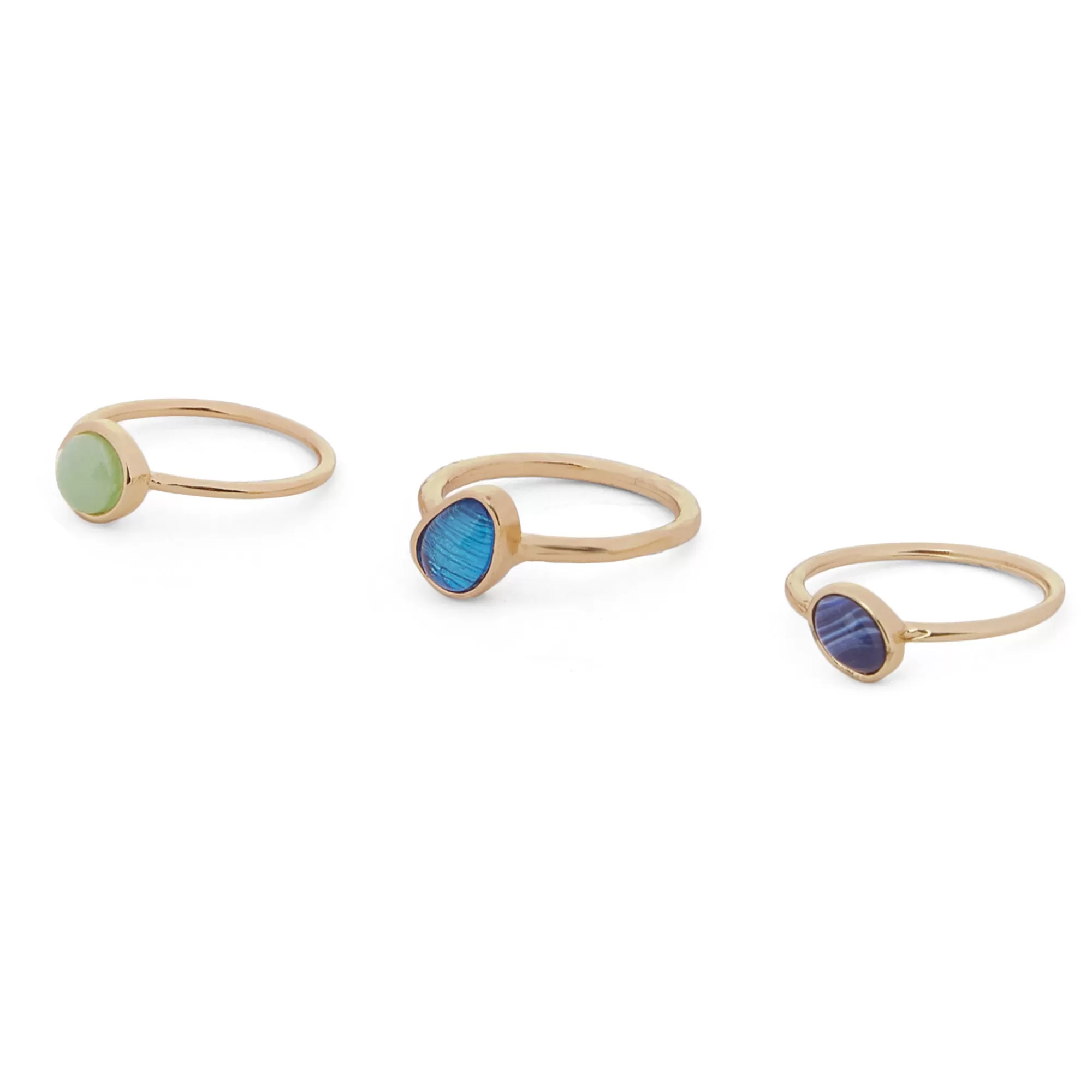 Accessorize London Women's  Gem Stone Rings Set Of Three-Large