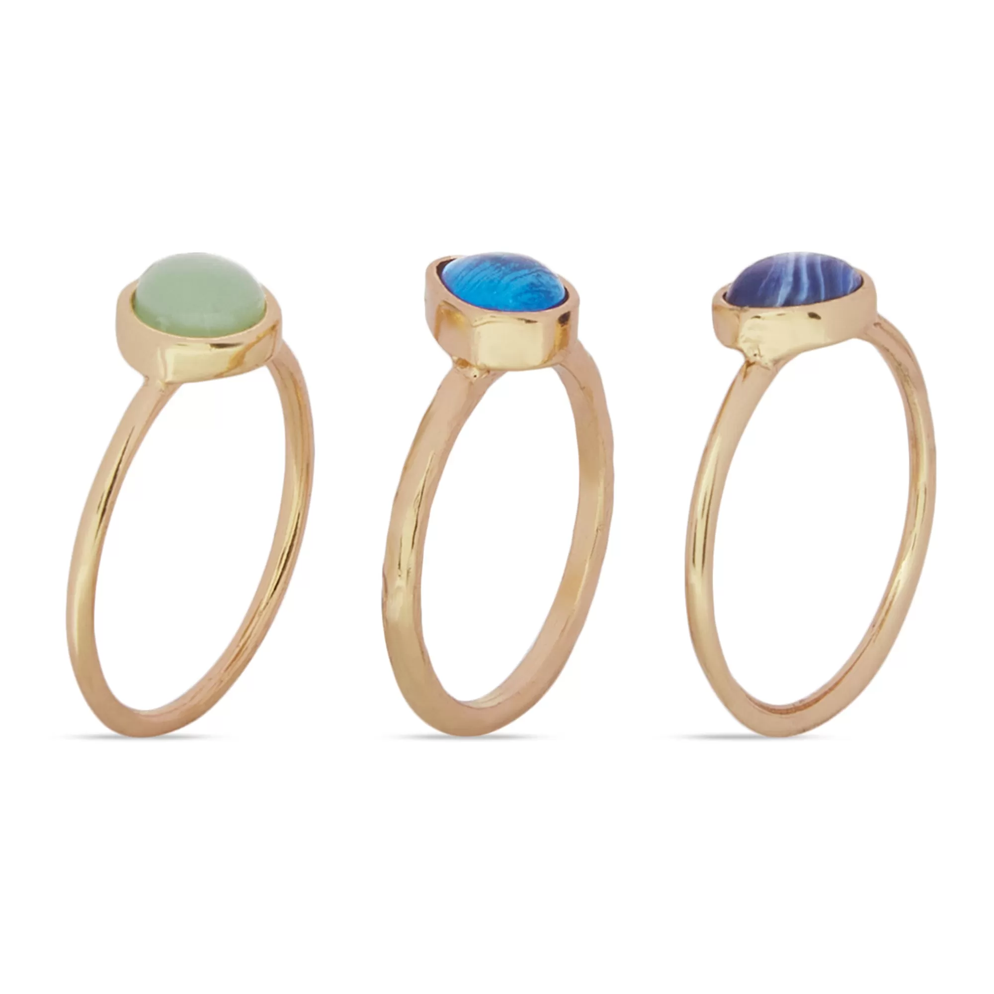 Accessorize London Women's  Gem Stone Rings Set Of Three-Large