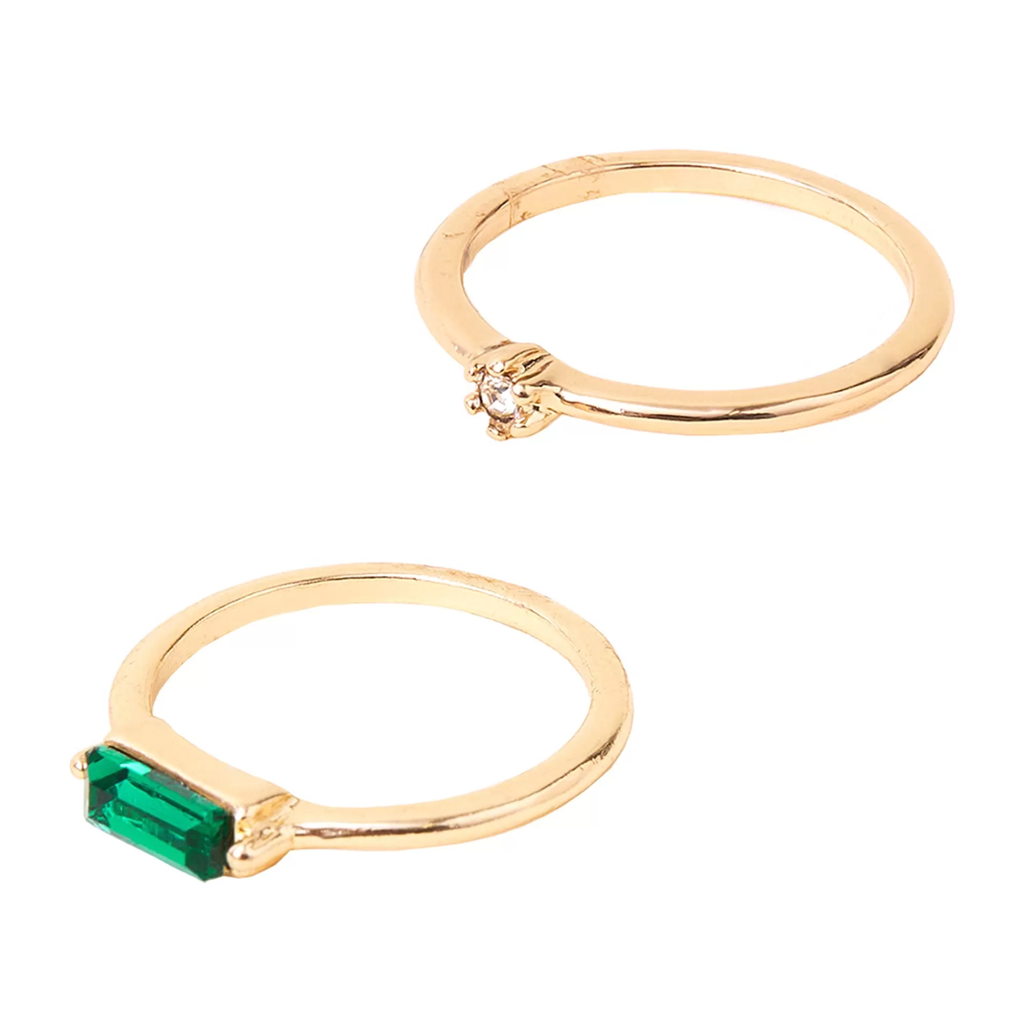 Accessorize London Women's Gold  Stone Rings Pack of 2 - Large