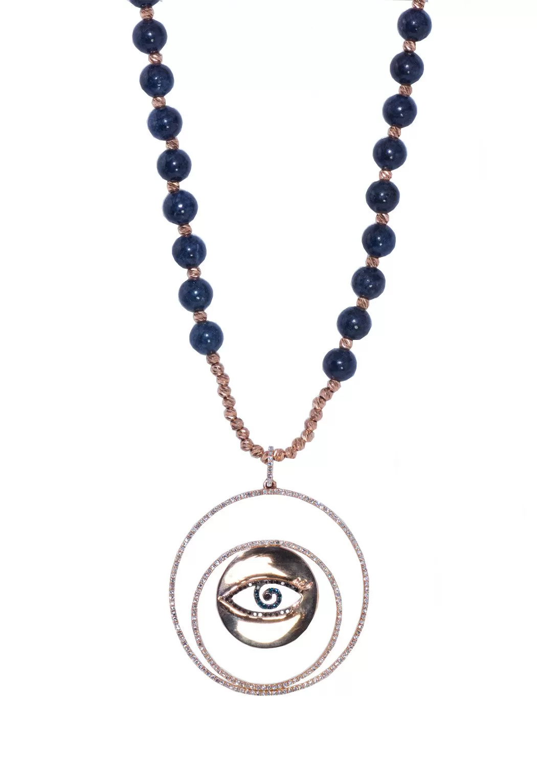 Anatol Evil Eye Diamond and Blue Sapphire 18KRG Necklace