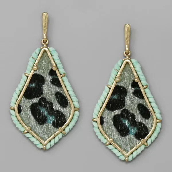 Animal Print Faux Fur Vintage Frame Drop Earrings