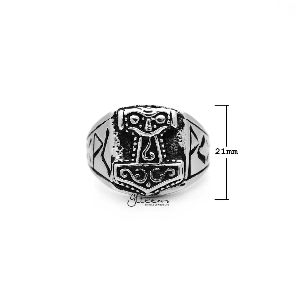 Antiqued Stainless Steel Thor Casting Men's Rings