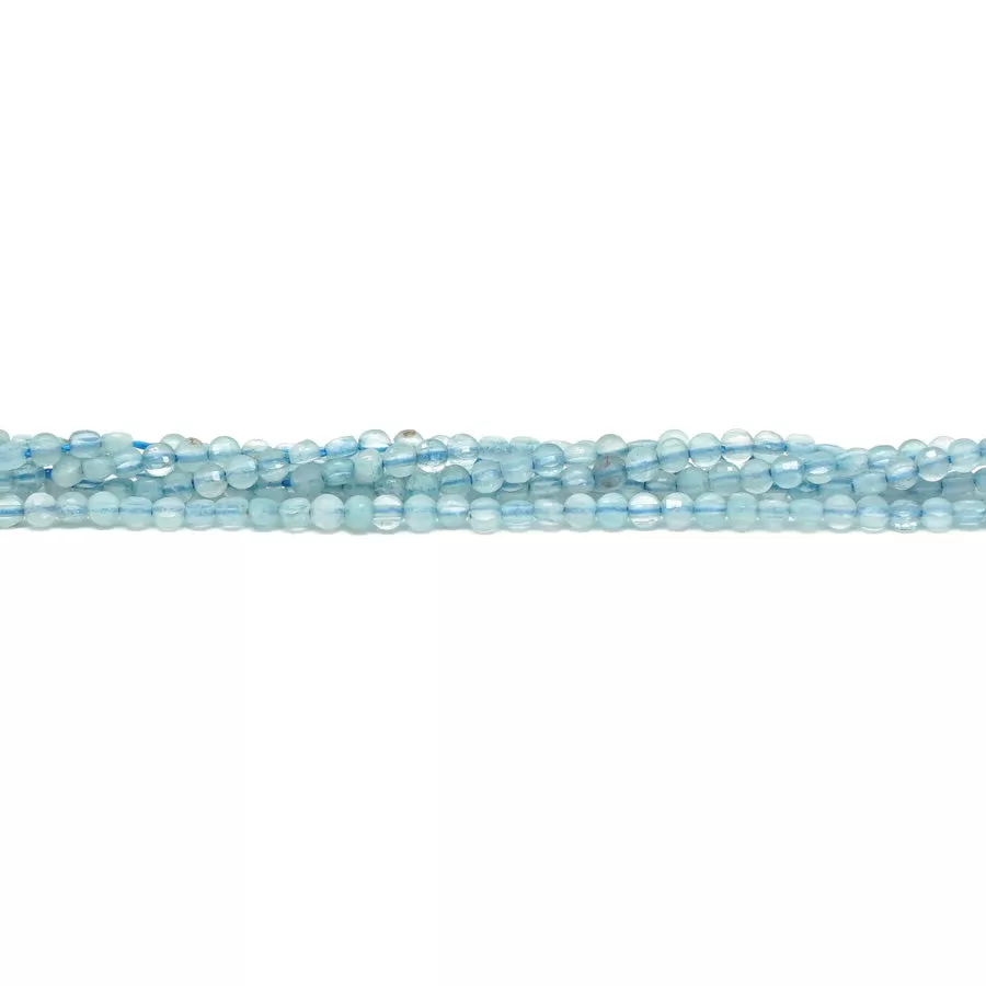 Aquamarine 2mm Faceted Coin - 15-16 Inch