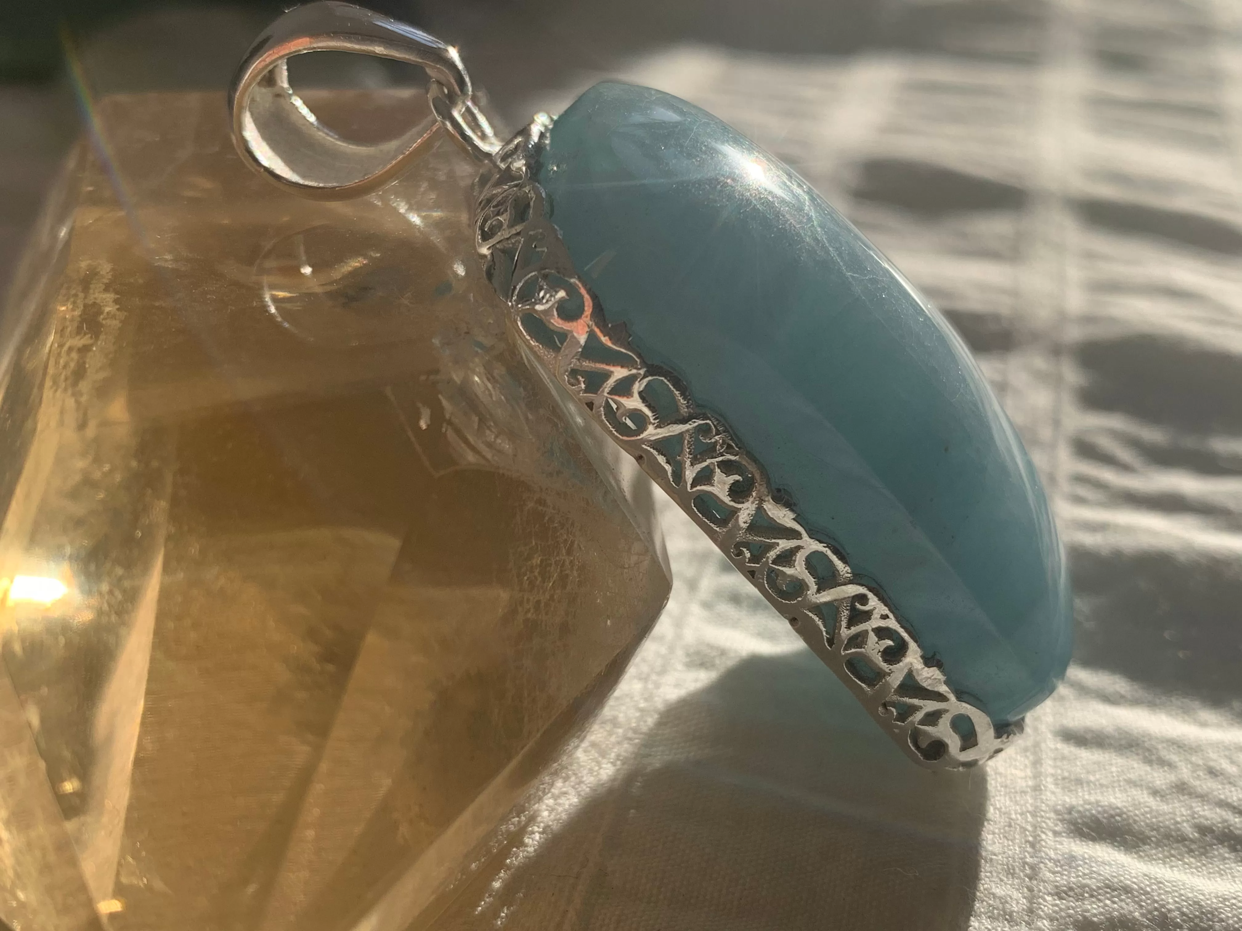 Aquamarine Lilith Pendant - Rectangle