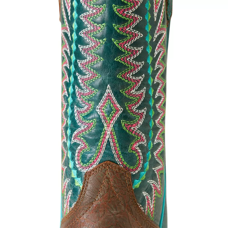 'Ariat' Women's Derby Monroe Western Narrow Cutter Toe - Shore Tan / Turquoise Nights