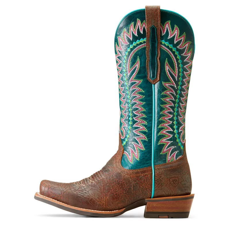 'Ariat' Women's Derby Monroe Western Narrow Cutter Toe - Shore Tan / Turquoise Nights