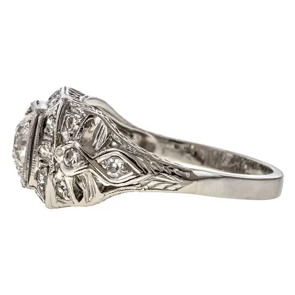 Art Deco Diamond Ring, Old Euro 0.85ct