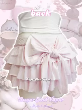 Asasia Baby Pink Bows Mini Ruffled Skirt