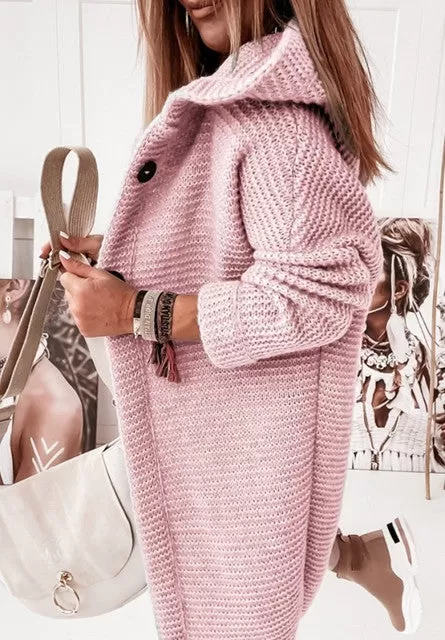 Autumn Winter Women Cardigan Jacket 2022 Fashion Casual Lady Solid Color Loose Long Sleeve Hooded Oversized Sweater Coat