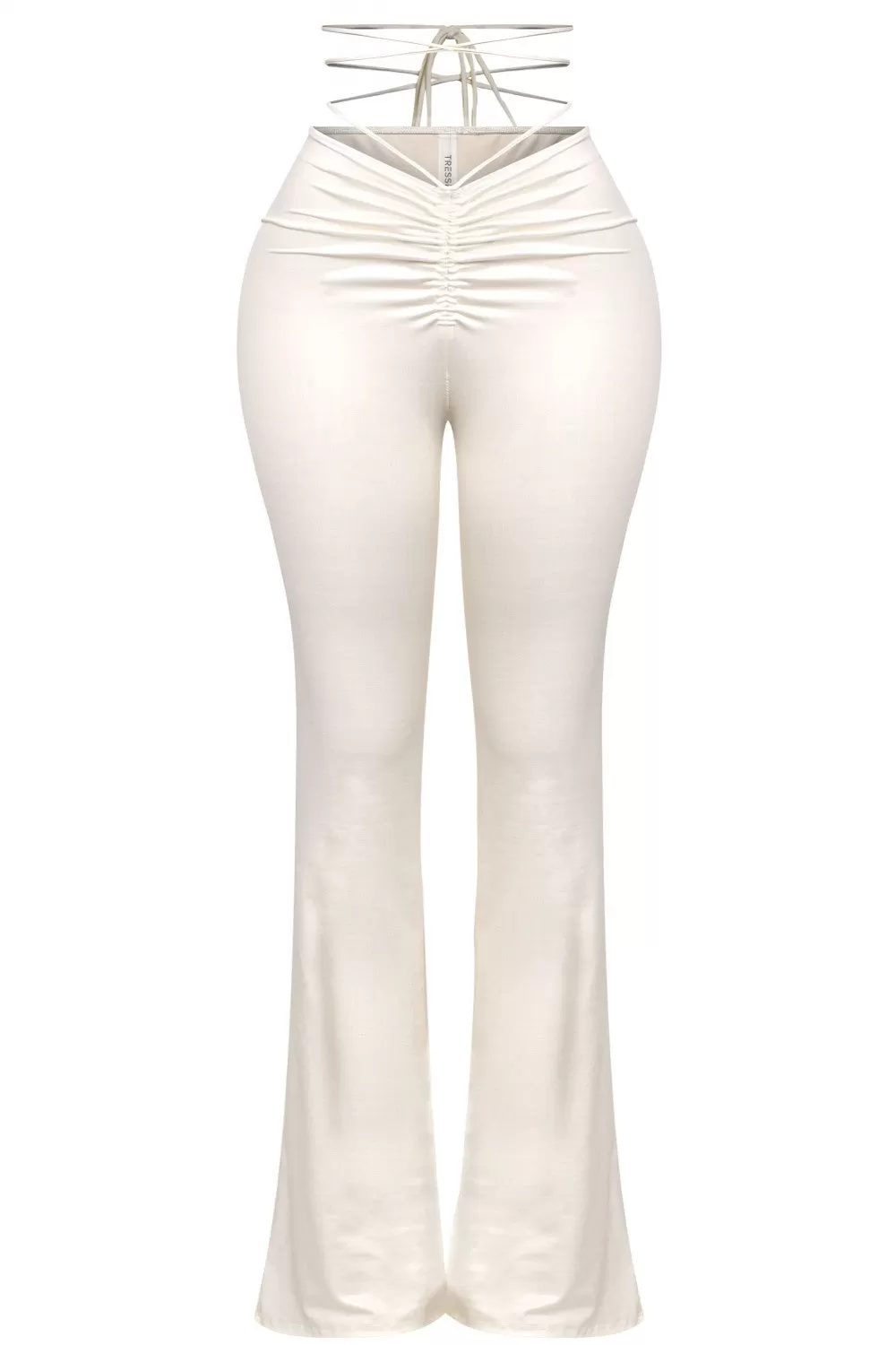 Ayanna Waist Tie Flare Pants (White Leather)