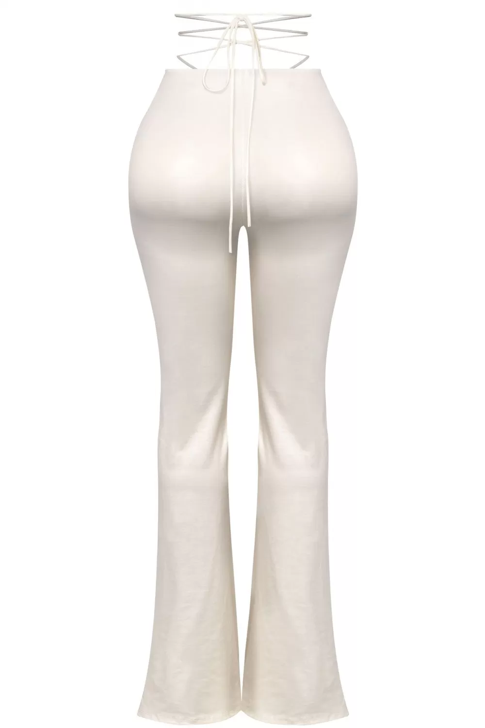 Ayanna Waist Tie Flare Pants (White Leather)