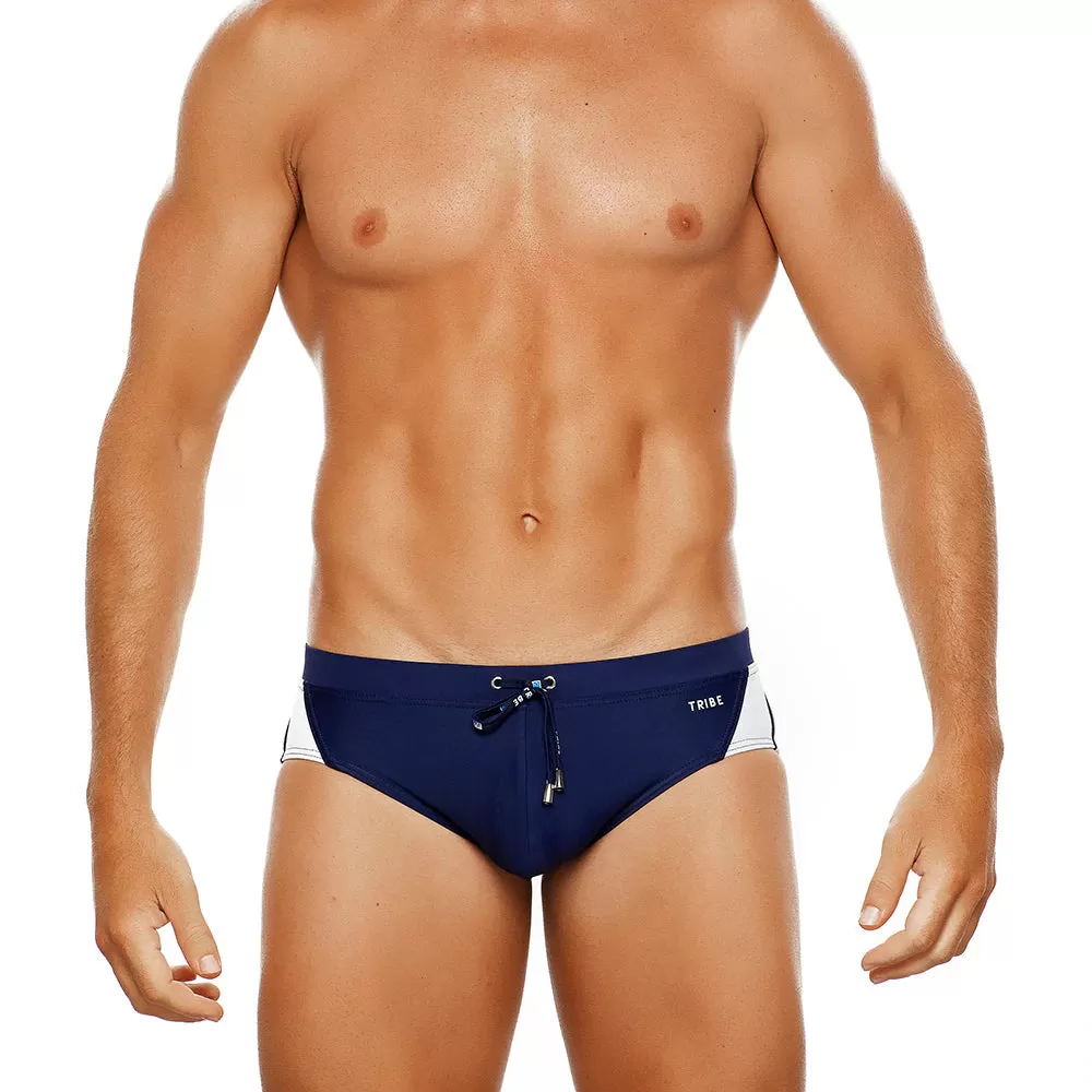 Barbados Lo Rise Swim Brief (Navy White)