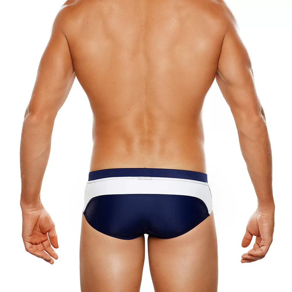 Barbados Lo Rise Swim Brief (Navy White)