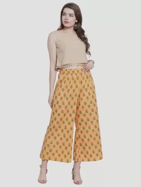 Beautiful Yellow Palazzo Pants With Design