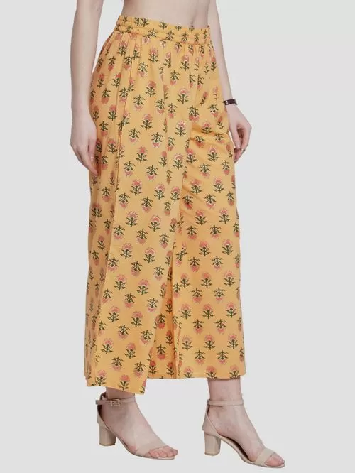 Beautiful Yellow Palazzo Pants With Design