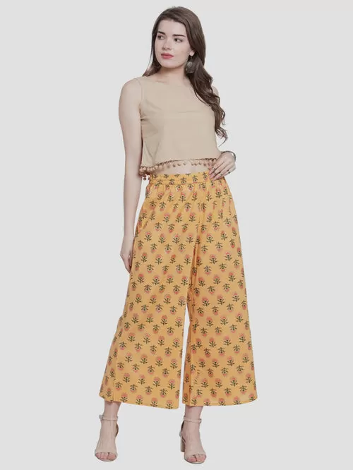 Beautiful Yellow Palazzo Pants With Design