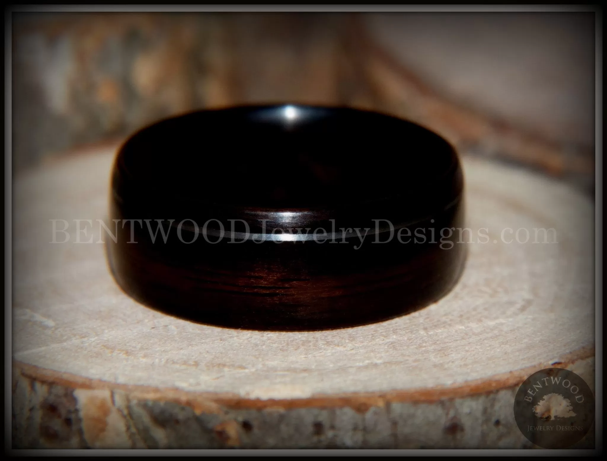 Bentwood Ring - Macassar Ebony with Offset Silver Inlay