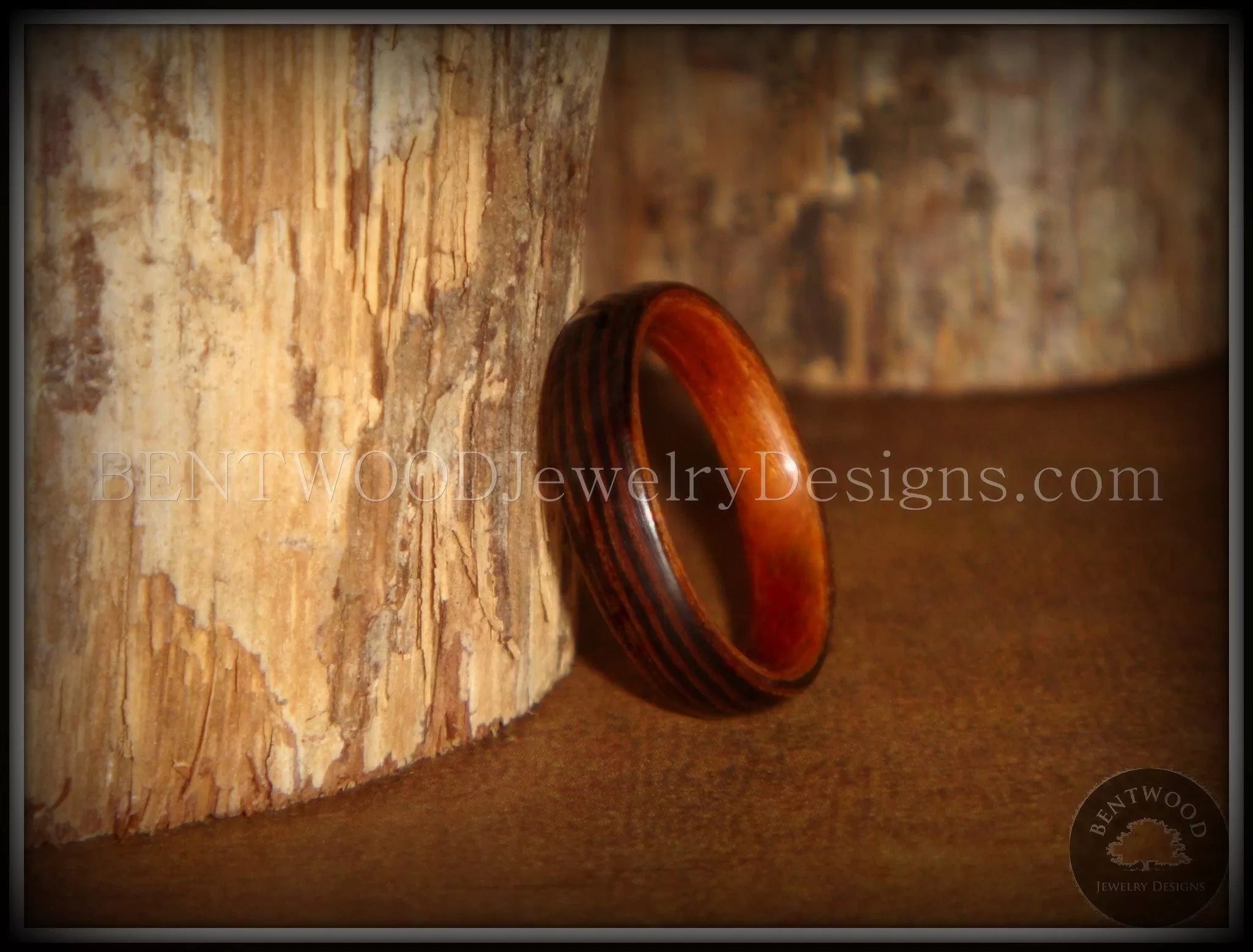 Bentwood Ring - Wenge Wood Ring with Cherry Liner using Bentwood Process