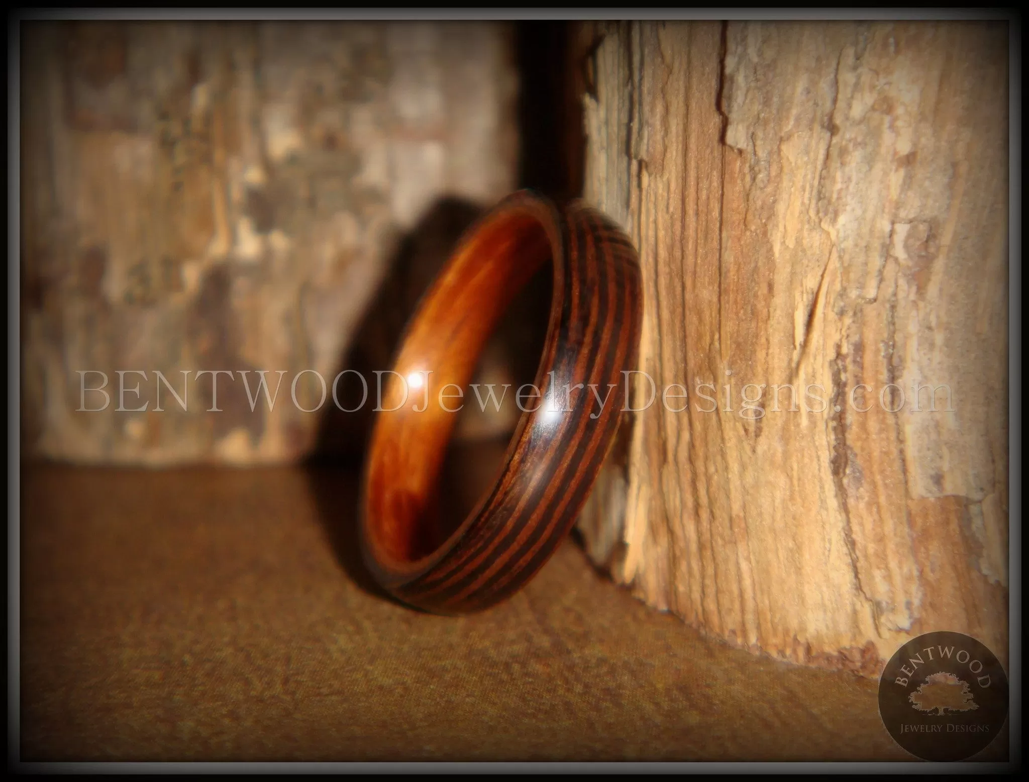 Bentwood Ring - Wenge Wood Ring with Cherry Liner using Bentwood Process