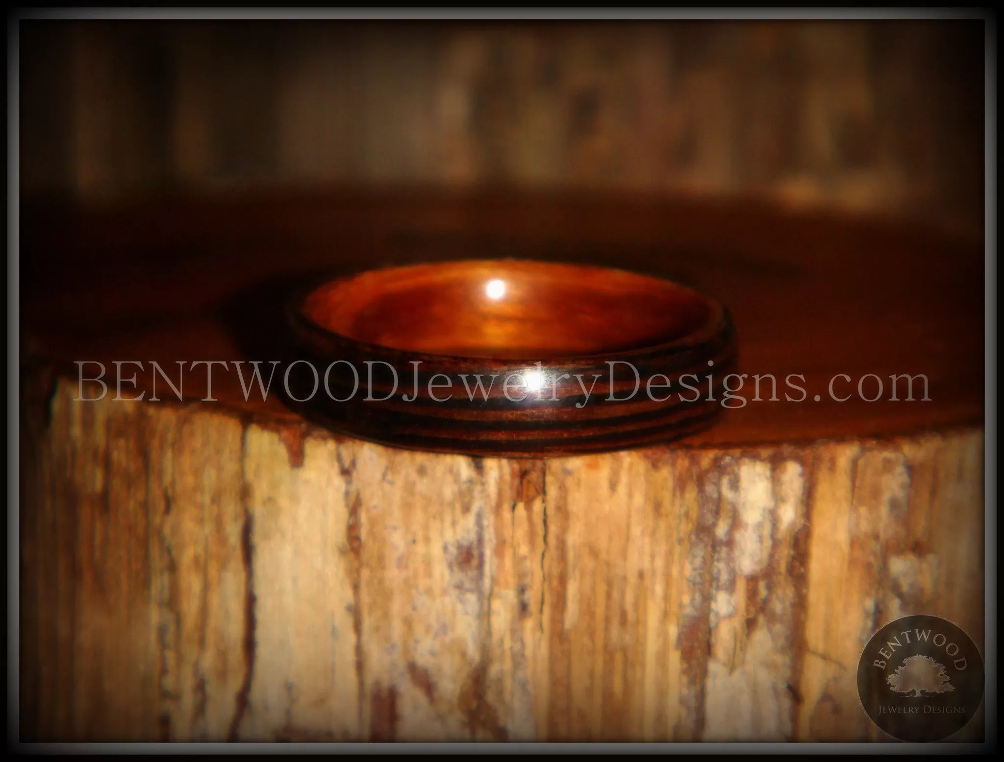 Bentwood Ring - Wenge Wood Ring with Cherry Liner using Bentwood Process