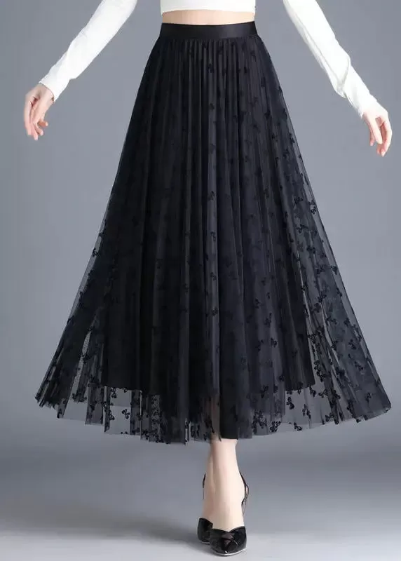 Black Butterfly Tulle A Line Skirts Wear On Both Sides Spring HA1032