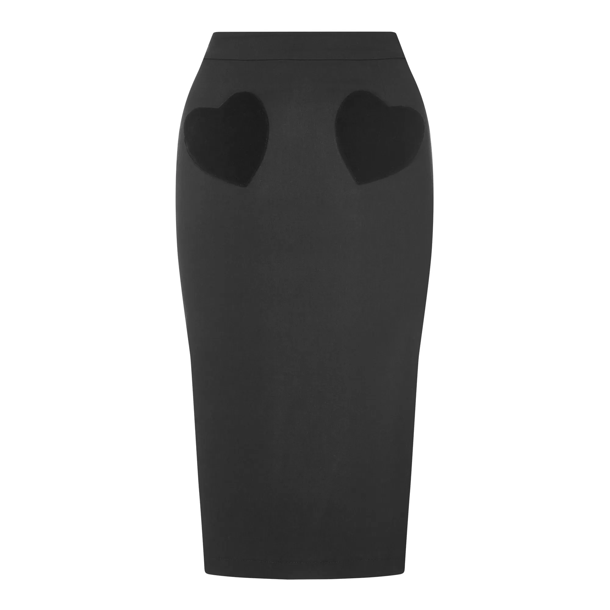 Black Velvet Heart Pencil Bodycon Skirt